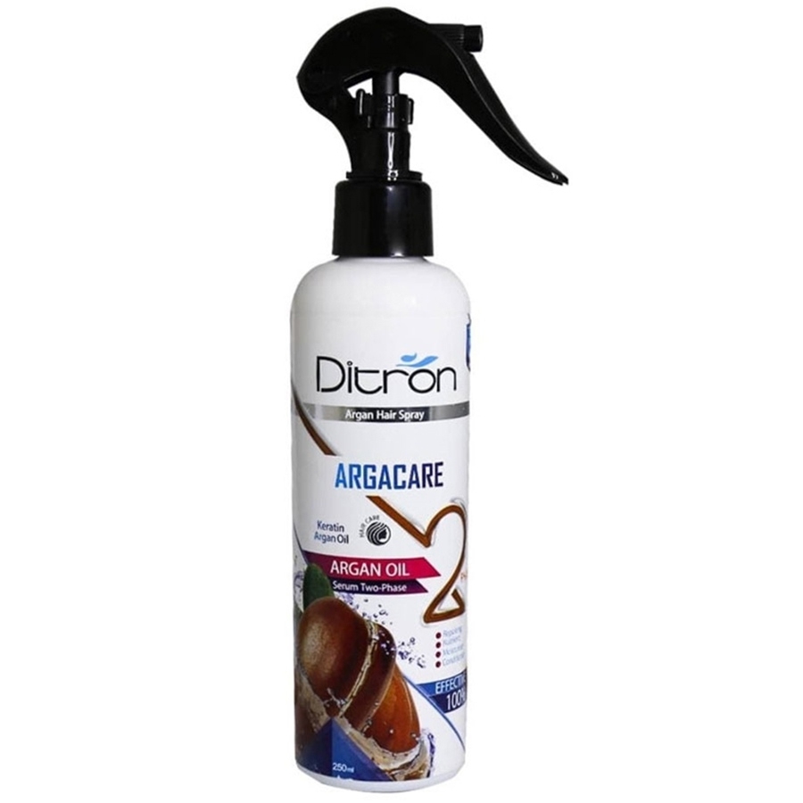 اسپری دو فاز رطوبت رسان مو حاوی کراتین و روغن آرگان حجم 250 میل دیترون