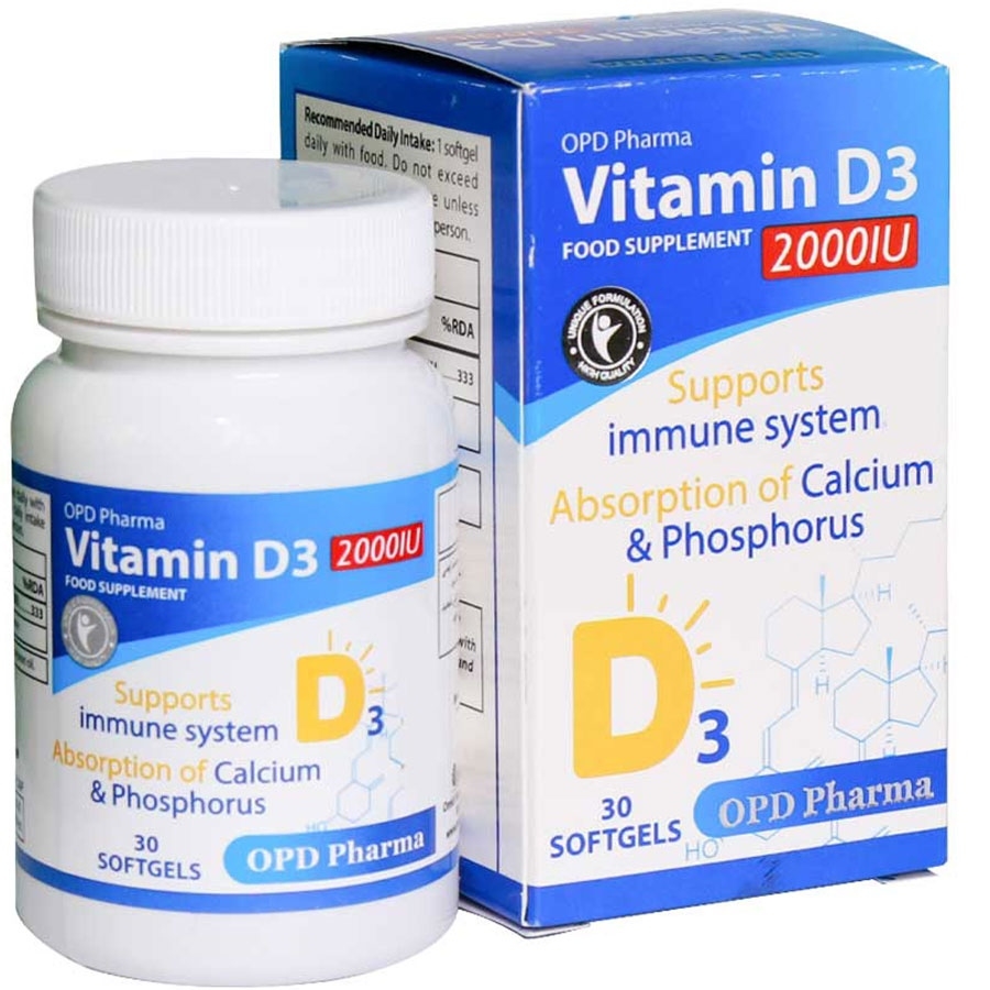 سافت ژل ویتامین د3 او پی دی فارما 2000 واحدی 30 عددی