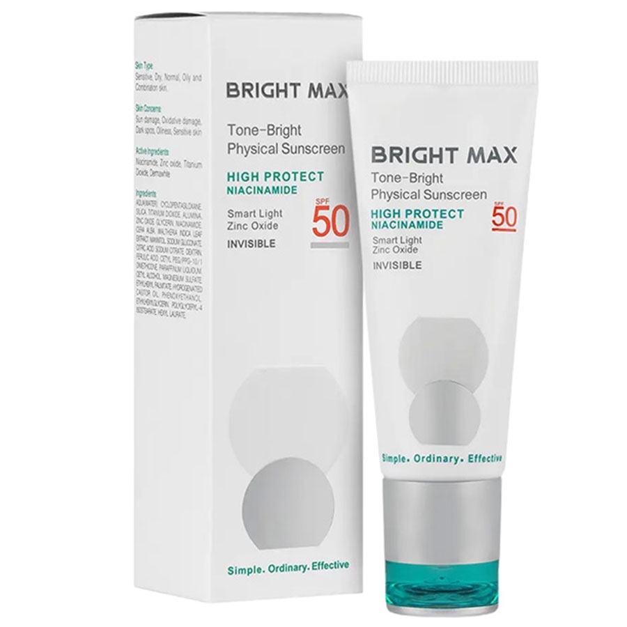 ضد آفتاب فیزیکال تن برایت SPF50 بی رنگ