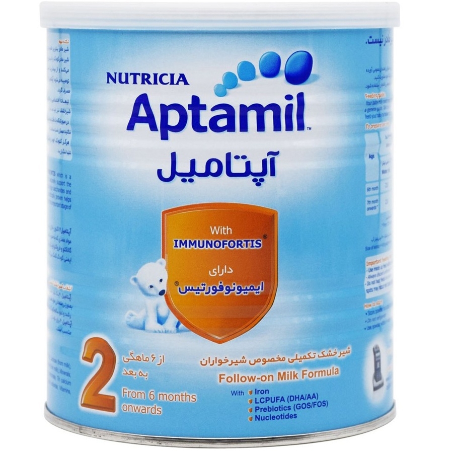 شیر خشک آپتامیل ۲ نوتریشیا مناسب شیرخوران ۶ تا ۱۲ ماه ۴۰۰ گرم